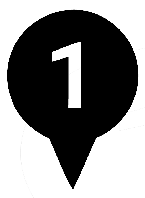 Icon of a user silhouette with a large black head displaying the number 1, indicating step one.